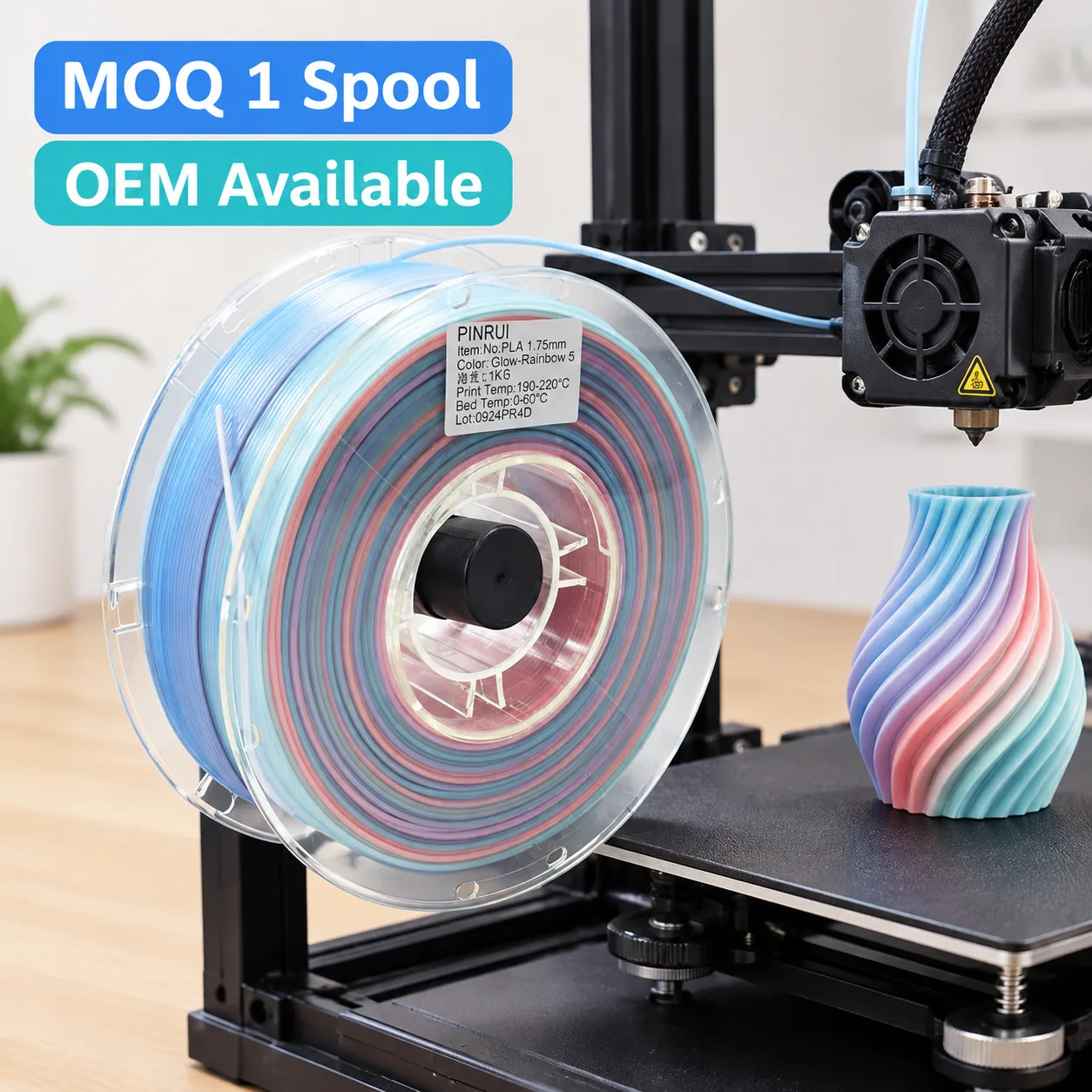 High Precision PLA Filament 1.75mm Low Warp Multicolor 8 Shades