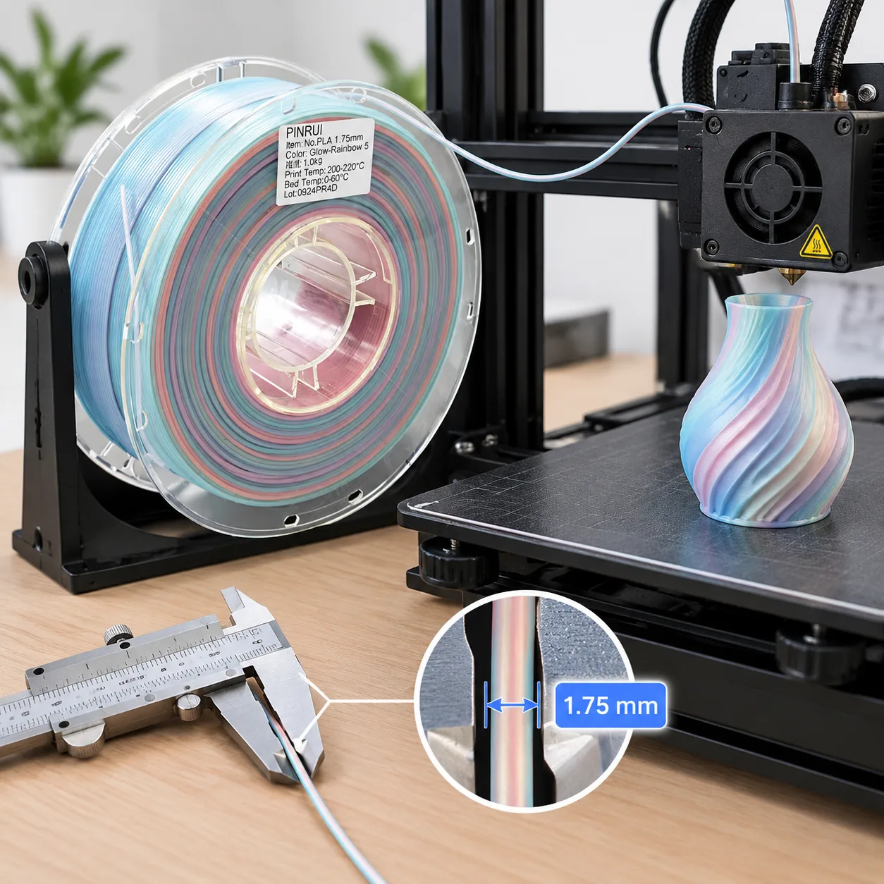 High Precision PLA Filament 1.75mm Low Warp Multicolor 8 Shades — Product Images