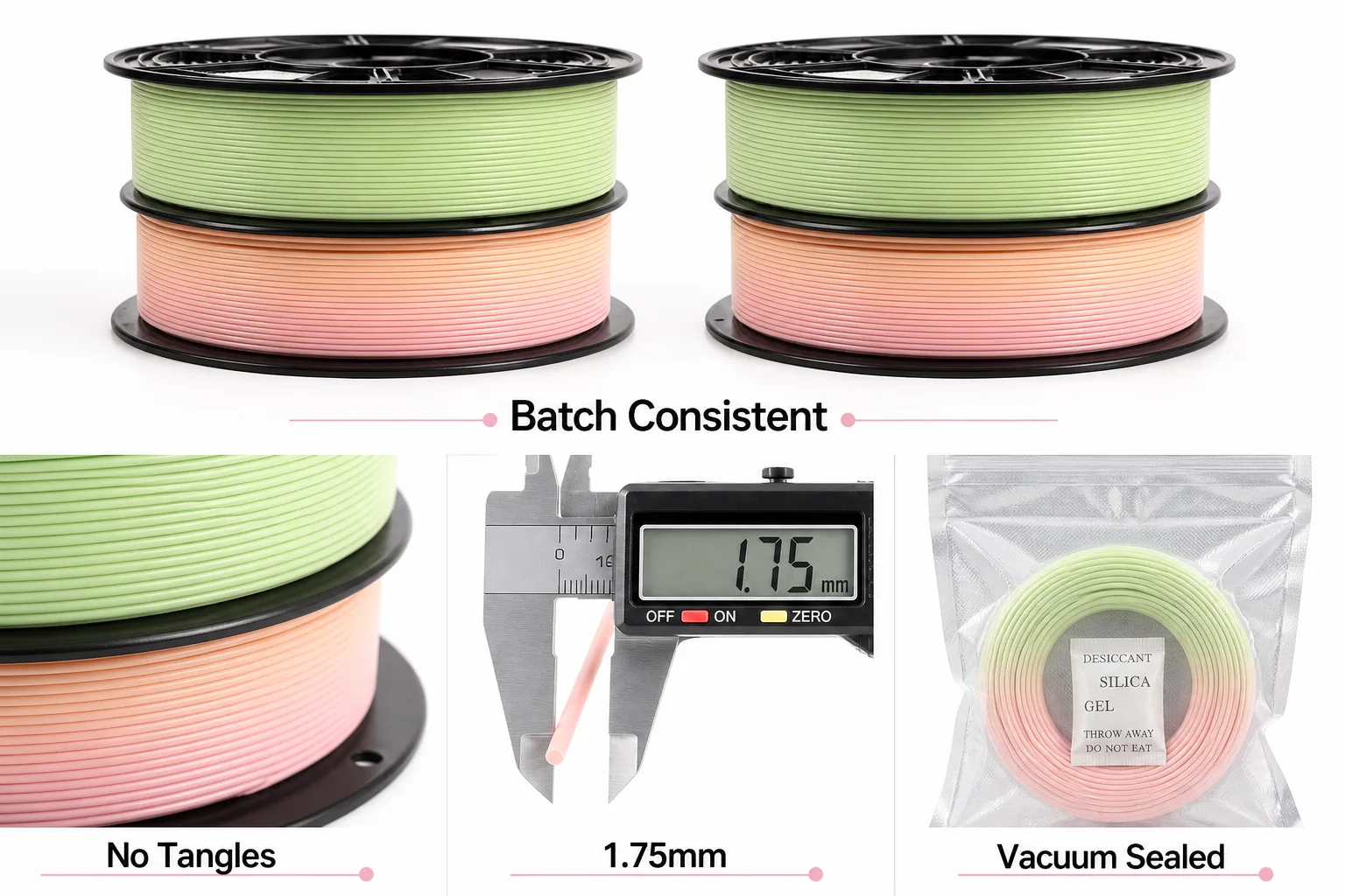 Rainbow Matte PLA Filament 1.75mm 1kg Multi Color Smooth Matte Finish — Close-up