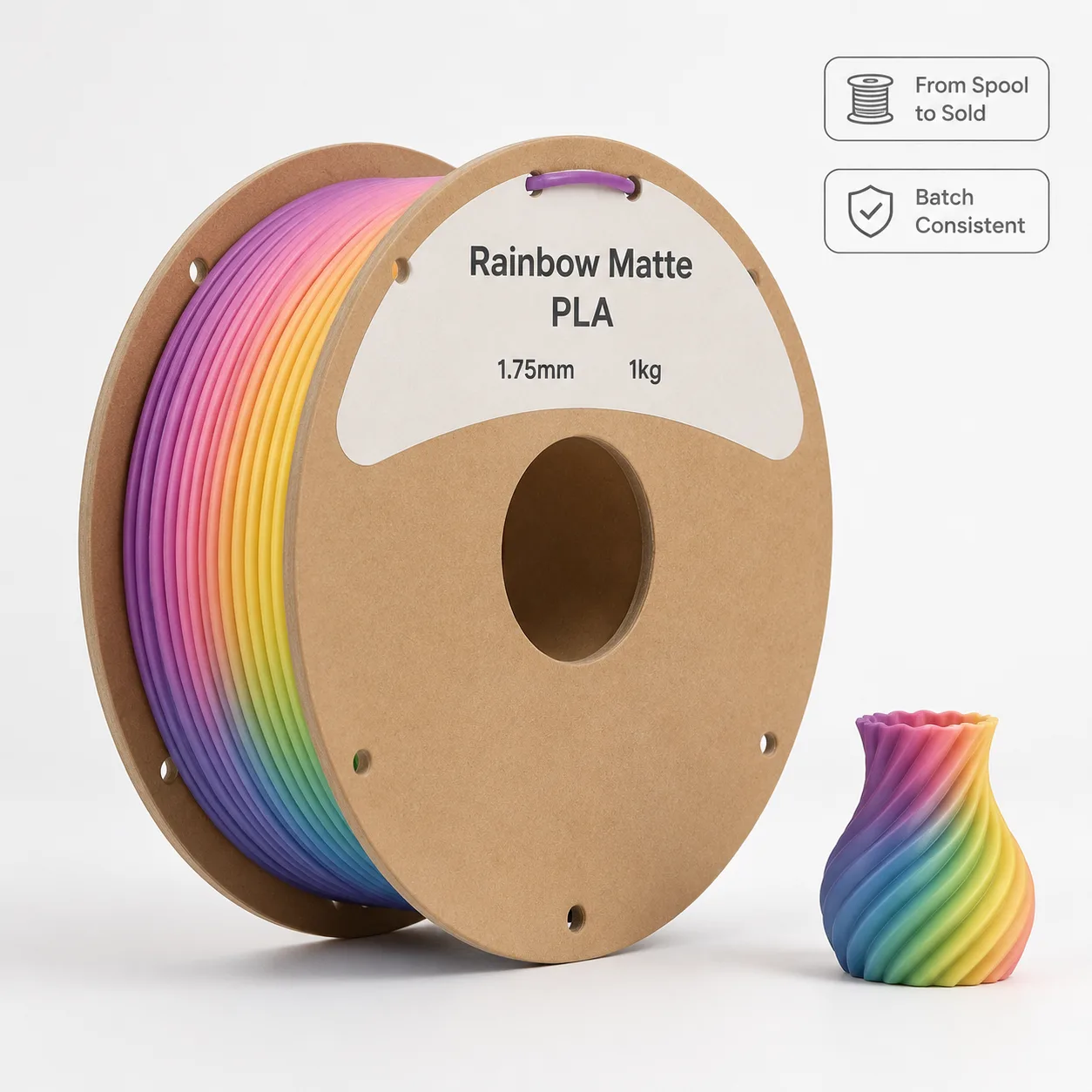 Rainbow Matte PLA Filament 1.75mm 1kg Multi Color Smooth Matte Finish