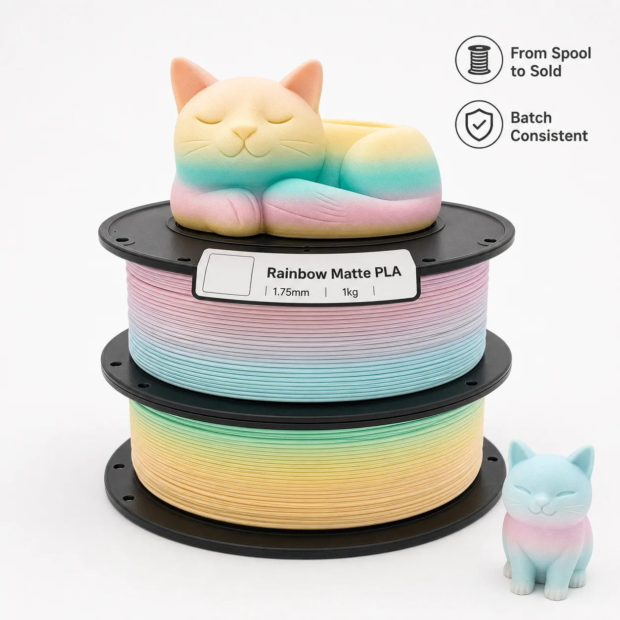 Rainbow Matte PLA Filament 1.75mm 1kg Multi Color Smooth Matte Finish — Product Images