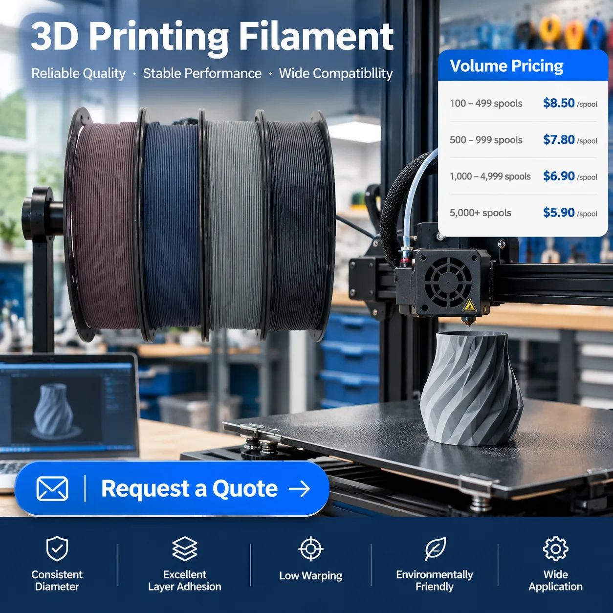 Reinforced PLA PETG GF CF Filament 1.75mm — view 6