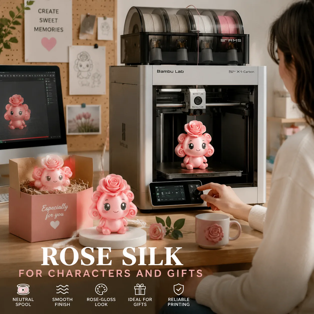 Silk PLA Pink 1.75mm 1kg — Scene