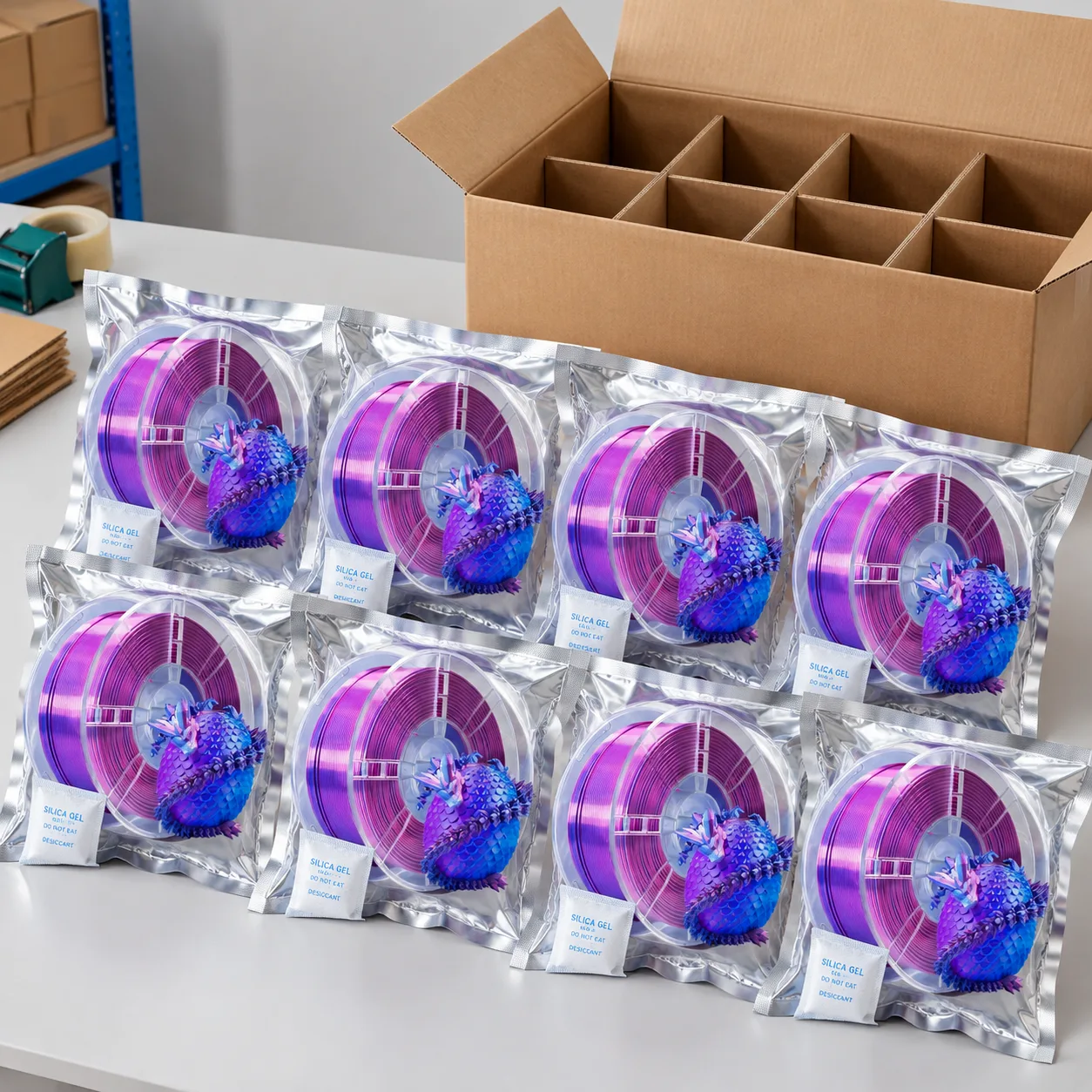 Yiqiu3D Silk PLA Filament 1.75mm 8-Color High-Speed Metallic Shine — Product Images