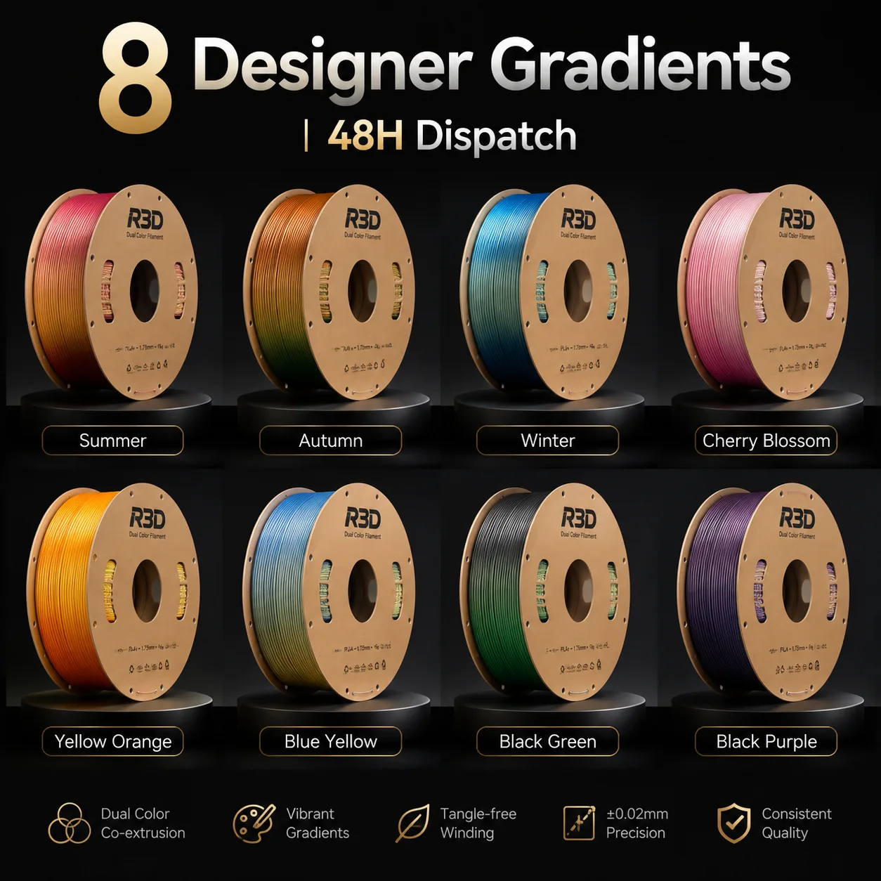 Silk PLA Dual Color 1.75mm 1KG — Product Images