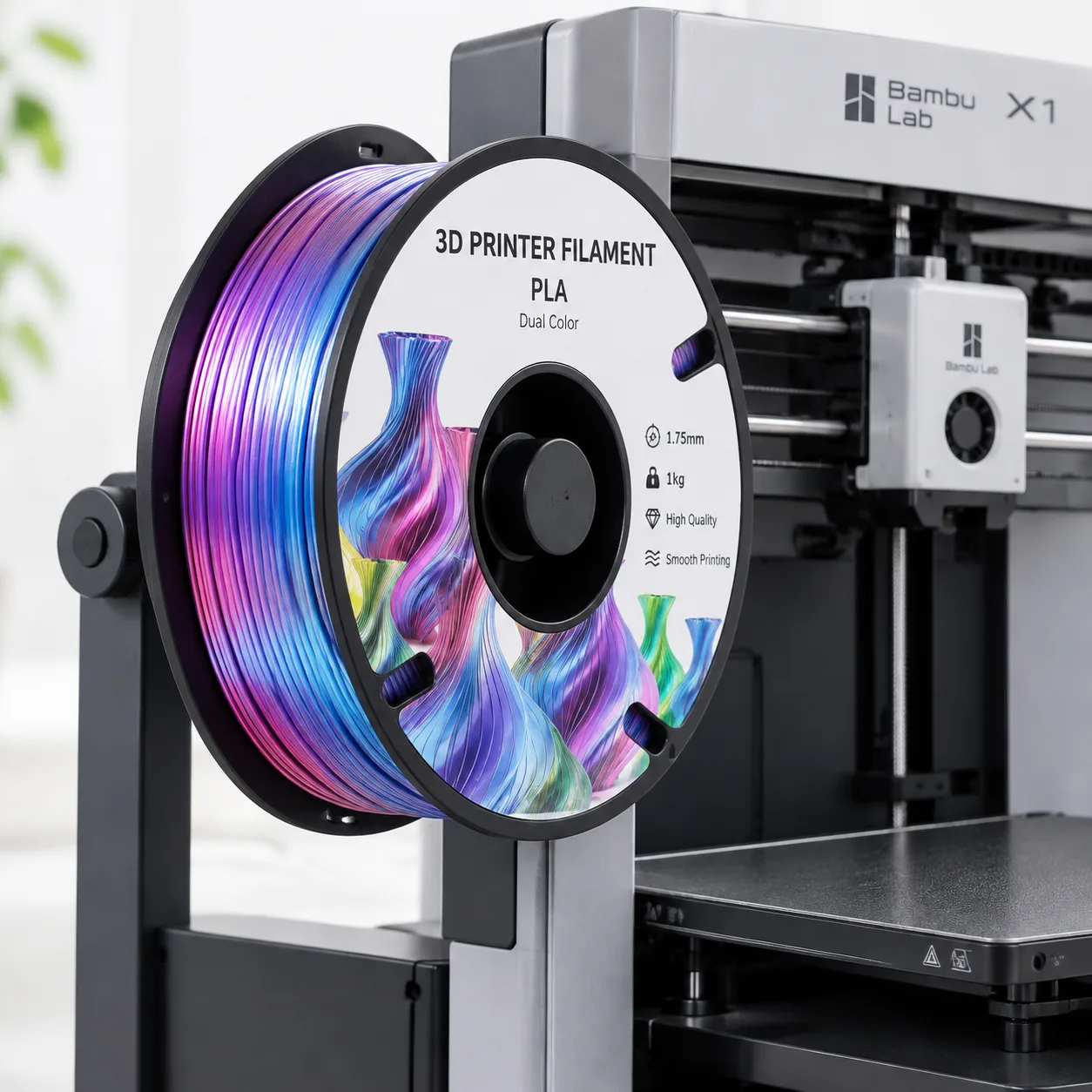 Yiqiu3D Silk PLA Dual & Tri-Color Filament 1.75mm, Laser Metallic Shine, 8 Color Combos