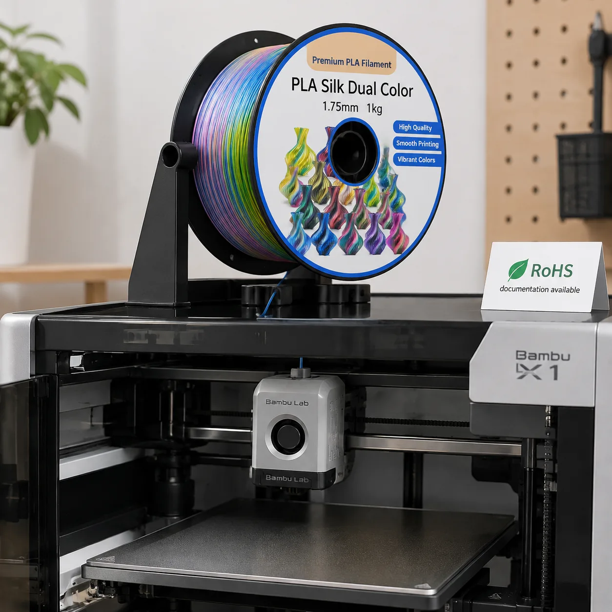 Yiqiu3D Silk PLA Dual & Tri-Color Filament 1.75mm, Laser Metallic Shine, 8 Color Combos — Product Images