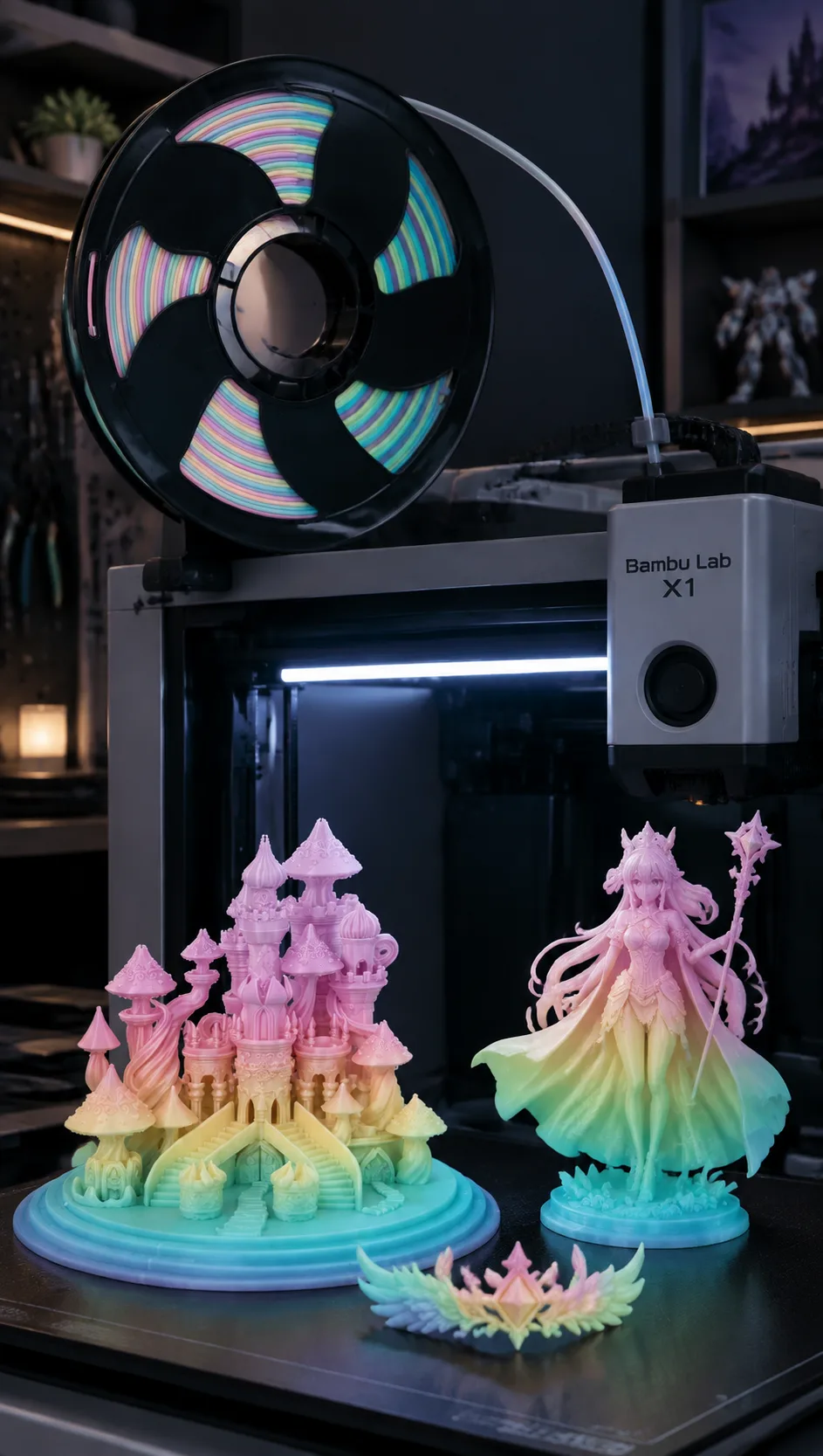 Yiqiu3D Silk PLA Glow-in-the-Dark and Tri-Color Combo Pack — Scene