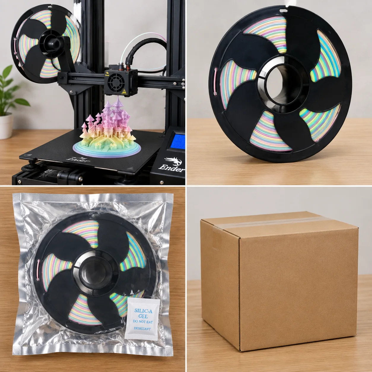 Yiqiu3D Silk PLA Glow-in-the-Dark and Tri-Color Combo Pack — Product Images