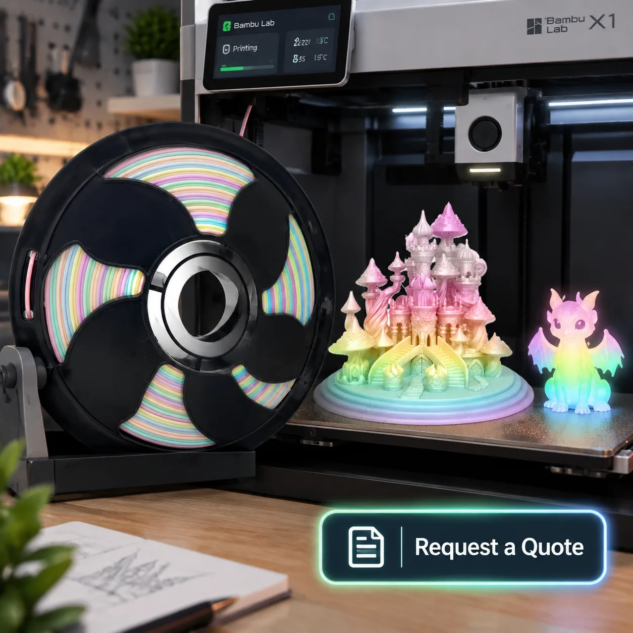 Yiqiu3D Silk PLA Glow-in-the-Dark and Tri-Color Combo Pack — view 6