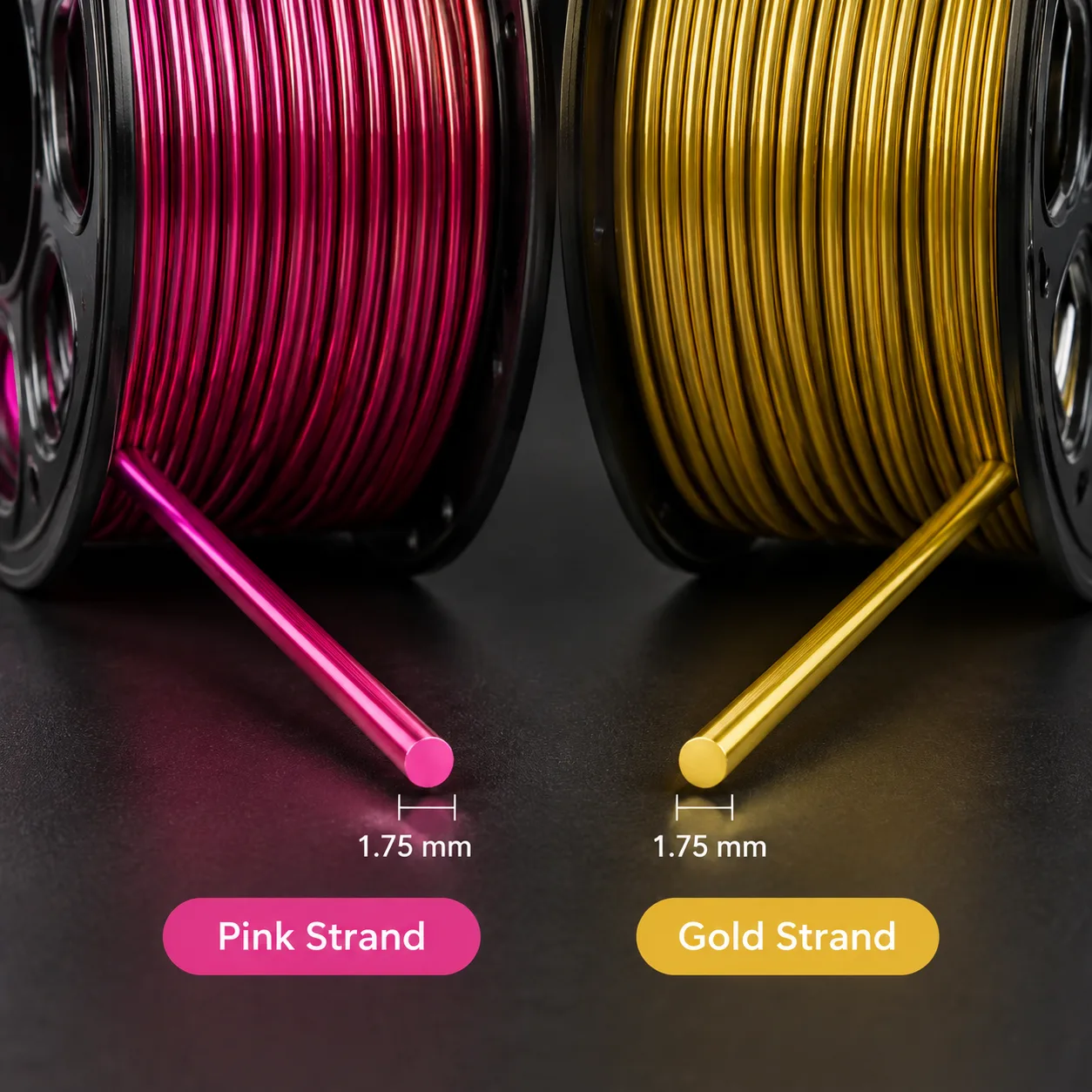 Wholesale Silk PLA Filament Two-Color Black Gold Silver Duo-Tone — Product Images