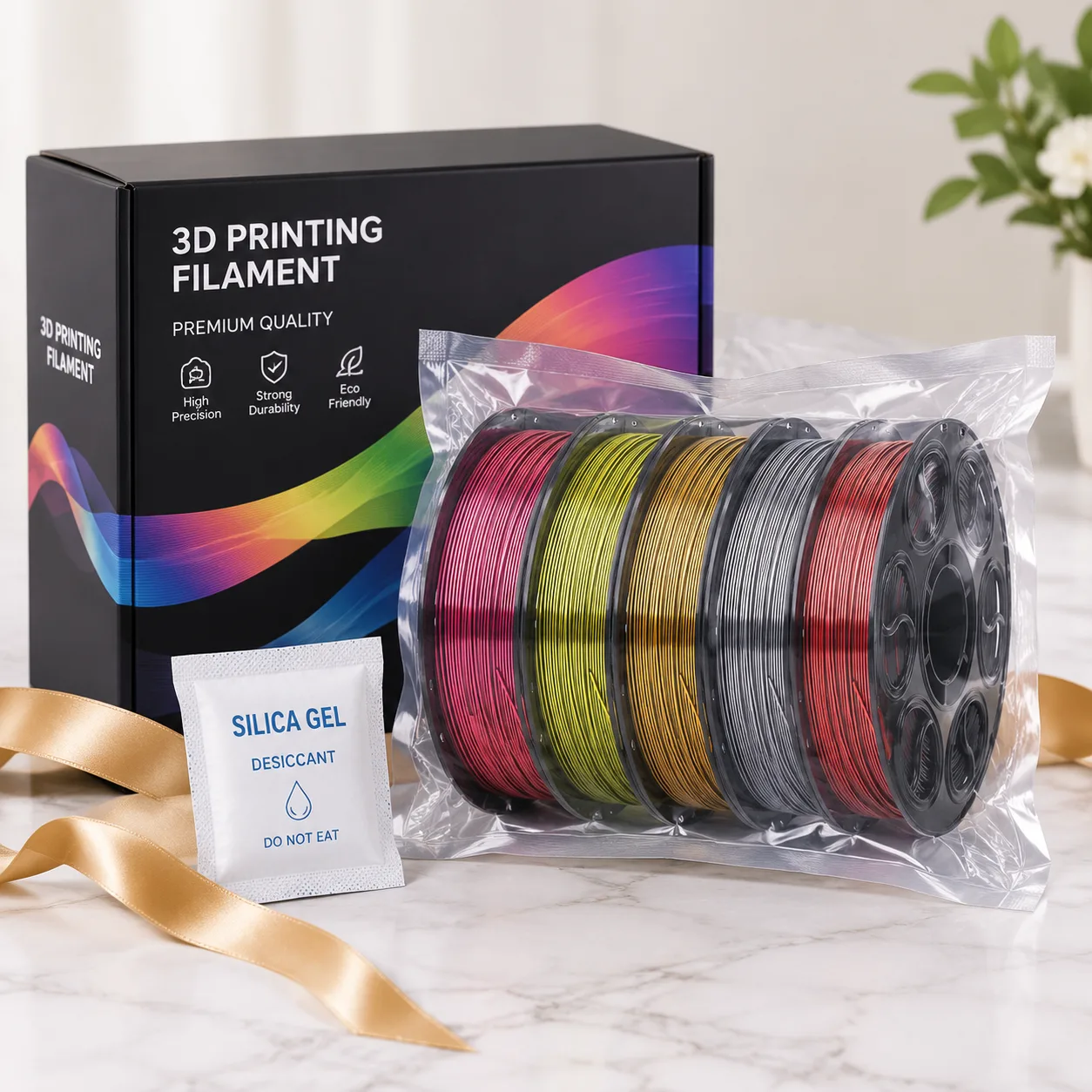 Wholesale Silk PLA Filament Two-Color Black Gold Silver Duo-Tone — Product Images