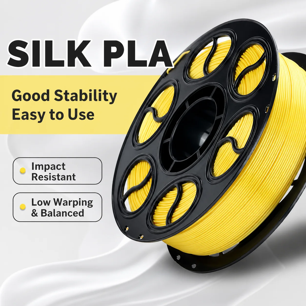 Silk Yellow PLA Filament 1.75mm 1kg Shiny Metallic Finish