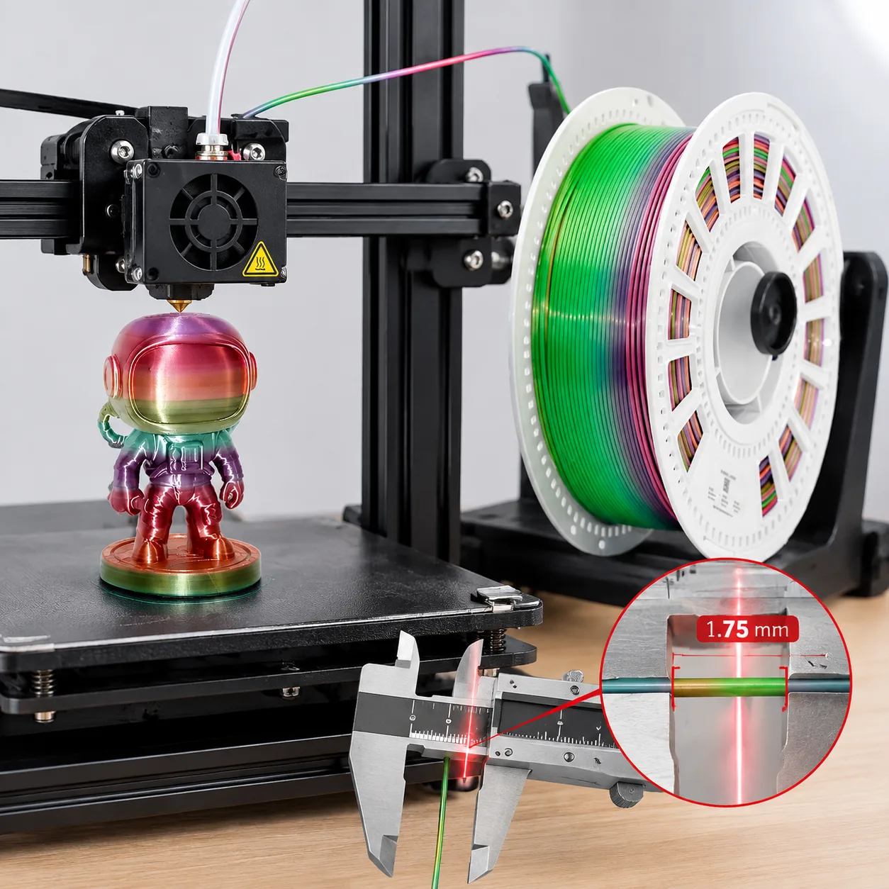 Yiqiu3D Silk PLA Filament 1.75mm 1kg Candy Rainbow Gradient 8 Colors High Gloss — Product Images