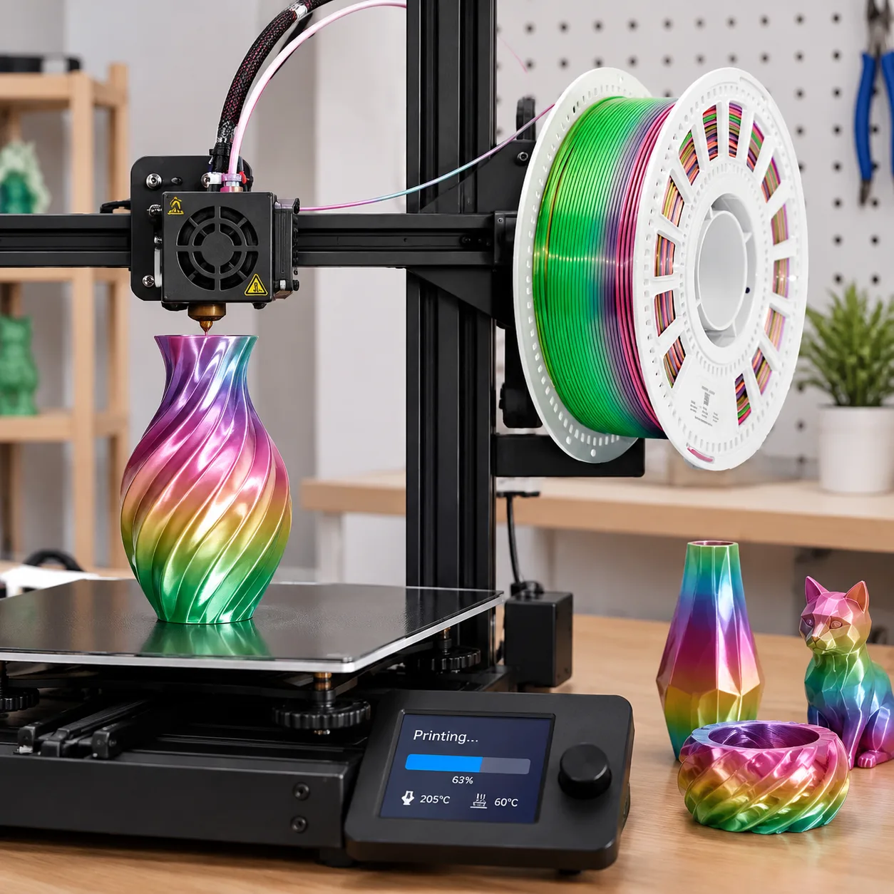 Yiqiu3D Silk PLA Filament 1.75mm 1kg Candy Rainbow Gradient 8 Colors High Gloss — Product Images