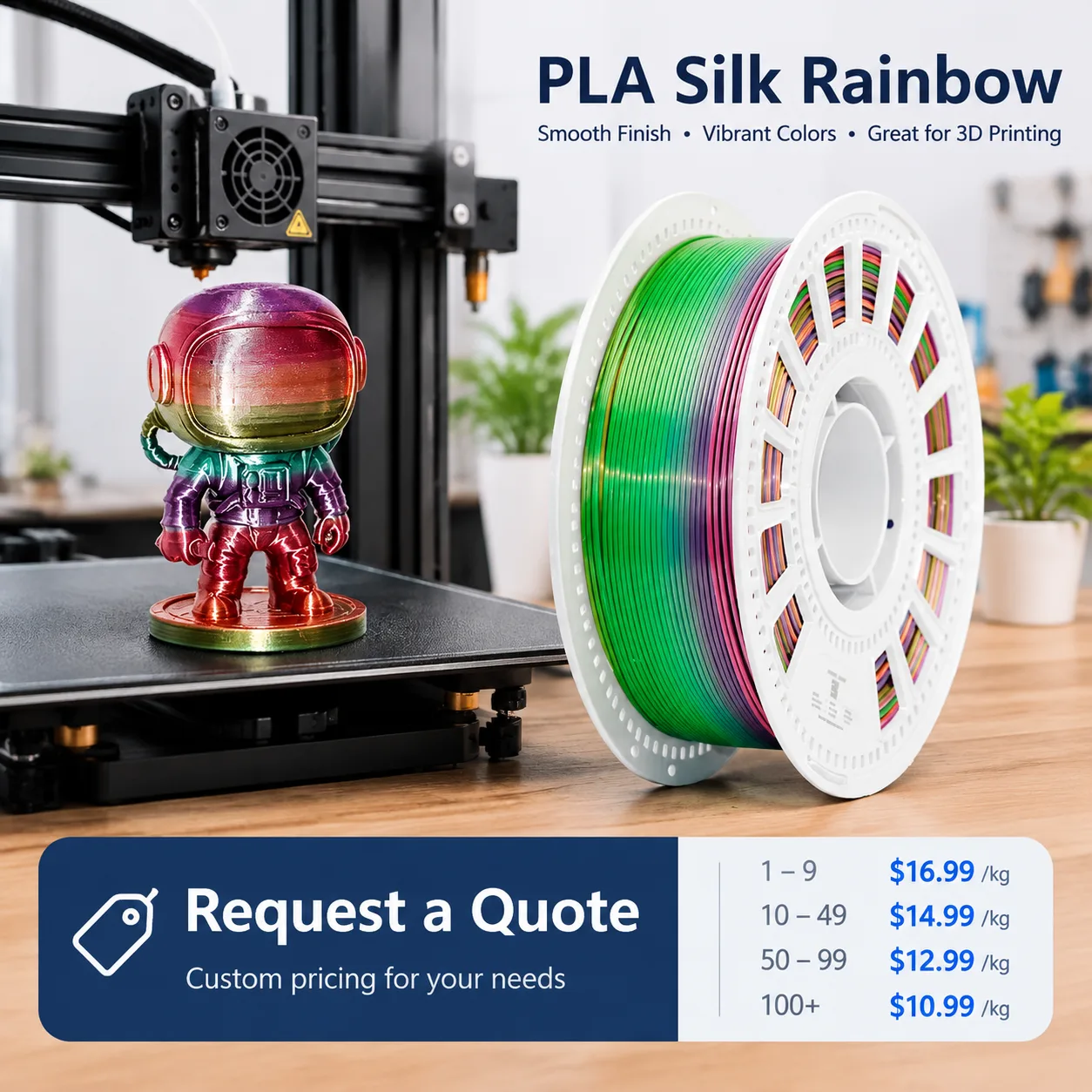 Yiqiu3D Silk PLA Filament 1.75mm 1kg Candy Rainbow Gradient 8 Colors High Gloss — view 6