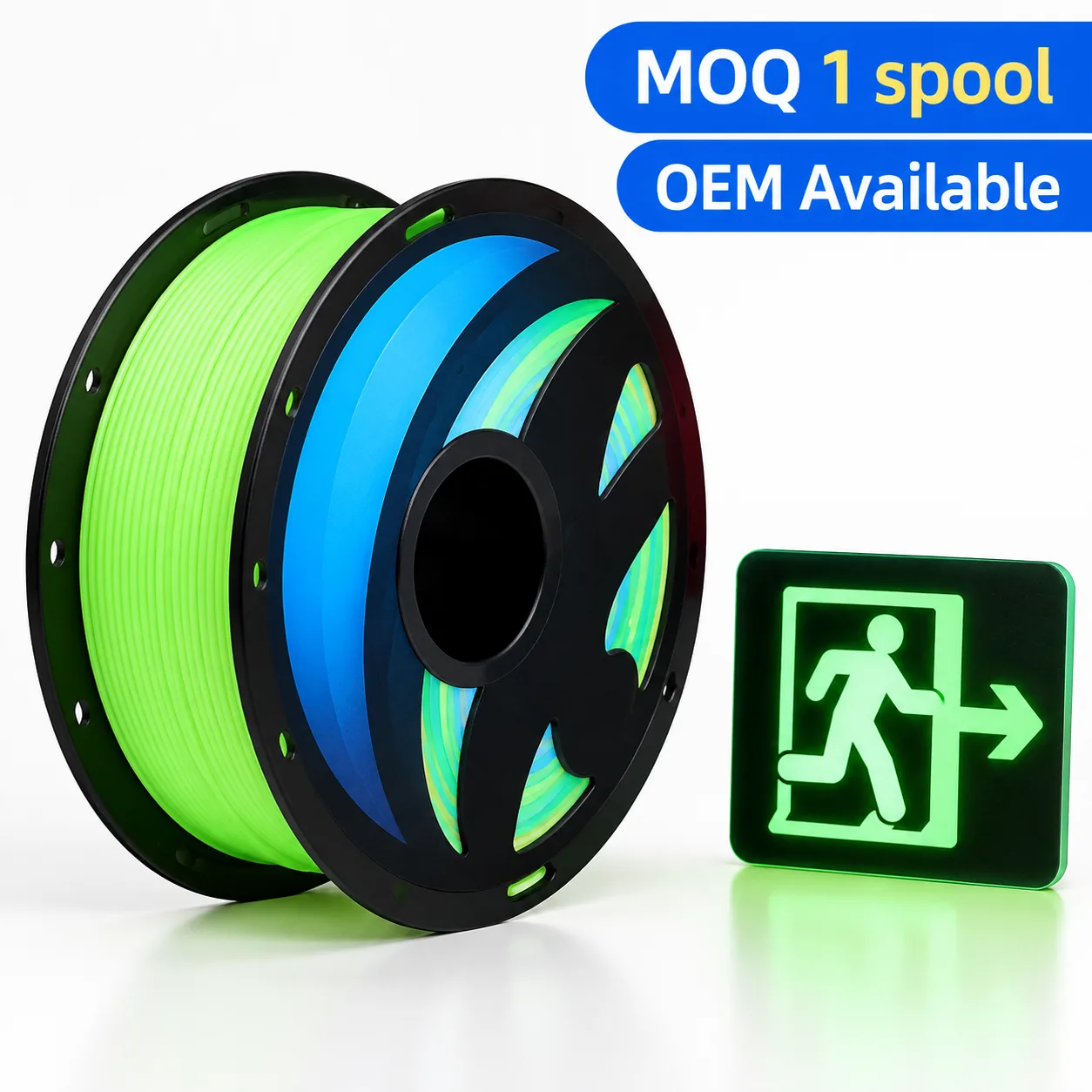 Yiqiu3D SUNSENK Glow-in-the-Dark PLA Filament 1.75mm 1kg Rainbow Night-Glow, 8 Luminous Colors, Bambu Lab