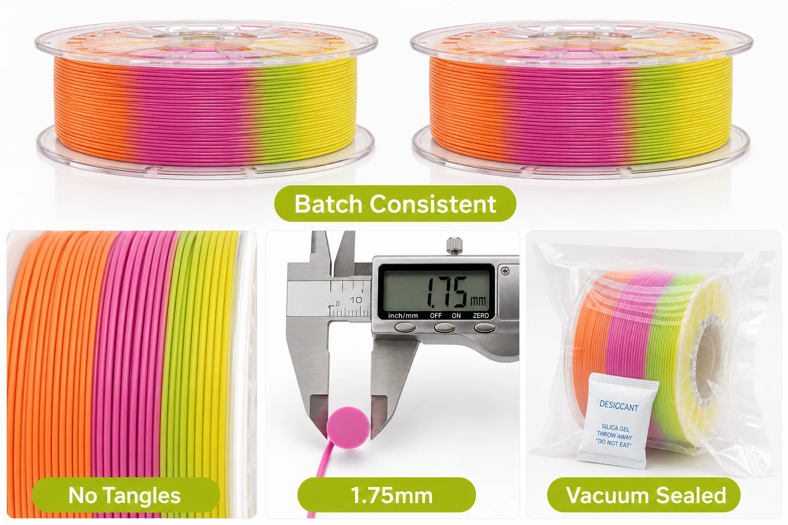 Thermochromic PLA Filament 1.75mm 1kg Orange to Yellow — Close-up