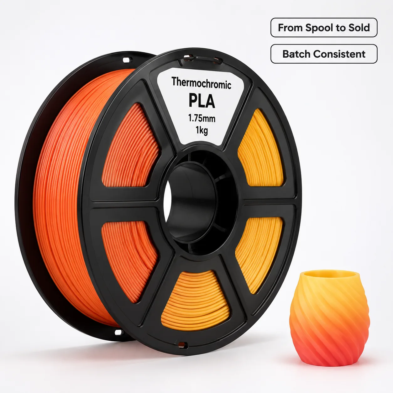 Thermochromic PLA Filament 1.75mm 1kg Orange to Yellow