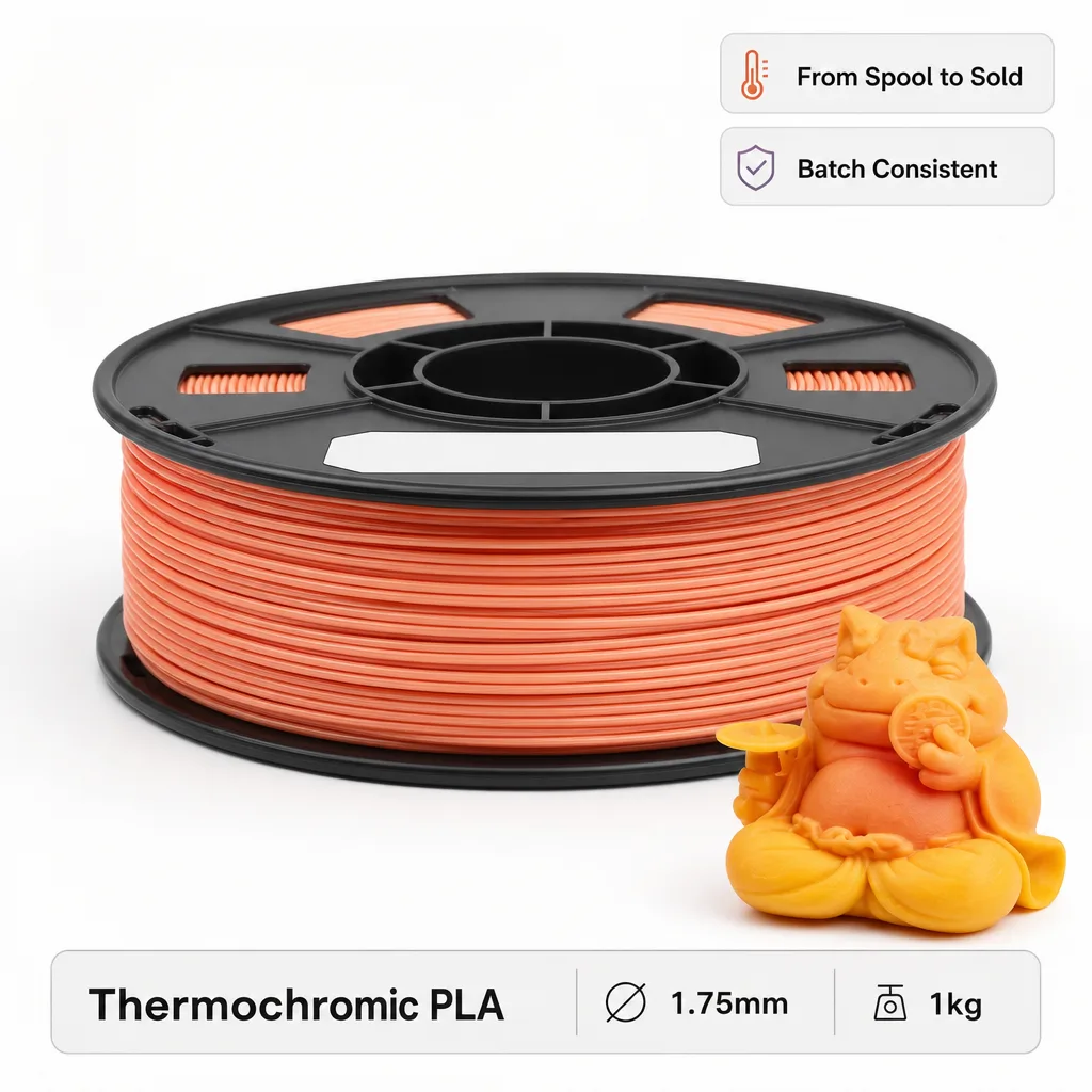 Thermochromic PLA Filament 1.75mm 1kg Orange to Yellow — Product Images