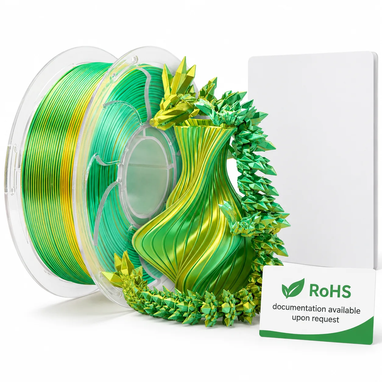 Yiqiu3D Topsun Silk PLA Filament 1.75mm 1kg Dual Color Yellow Green Gradient Custom Combo — Product Images