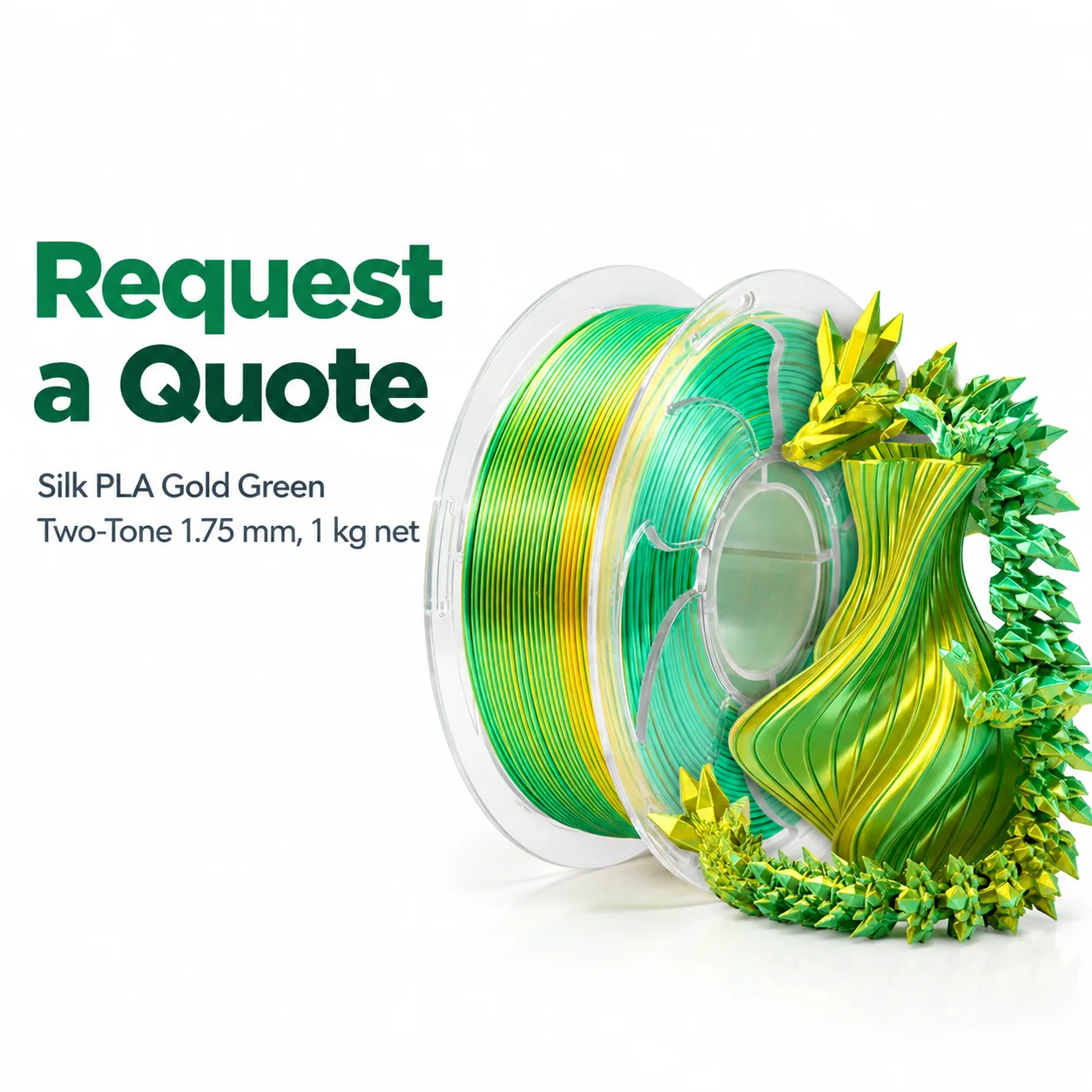 Yiqiu3D Topsun Silk PLA Filament 1.75mm 1kg Dual Color Yellow Green Gradient Custom Combo — view 6