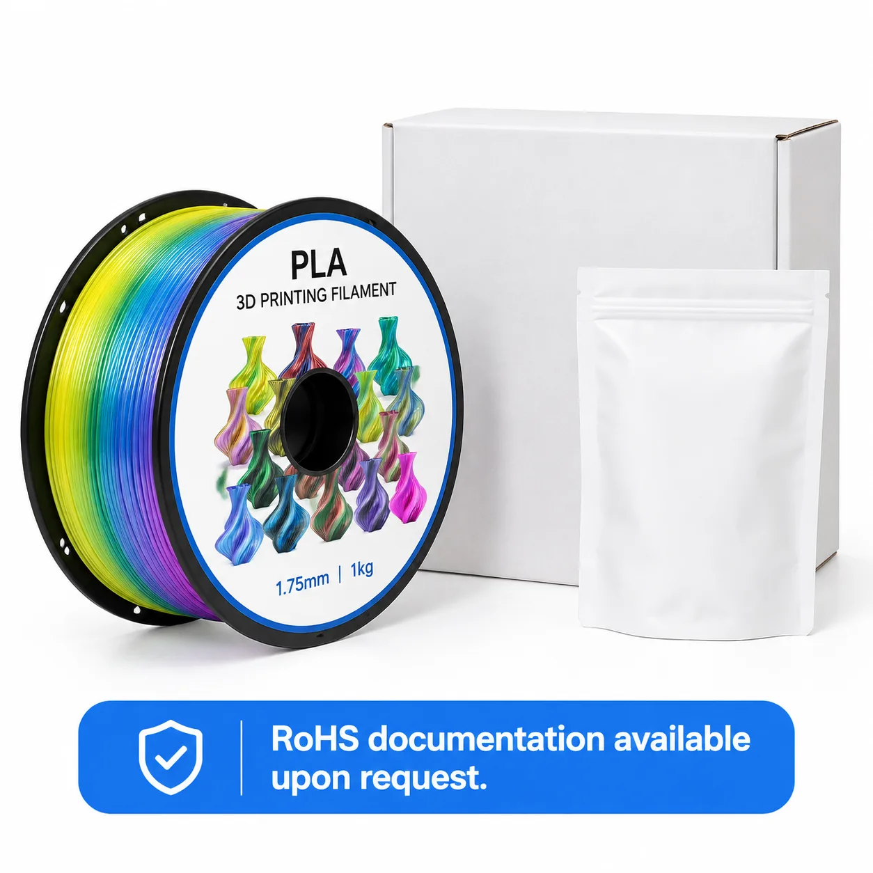 Yiqiu3D Toson Silk PLA 1.75mm Laser Blue Two-Tone Chinese Dragon, 8 Silk Dual-Color Combos, Custom Packaging, Bambu Lab — Product Images
