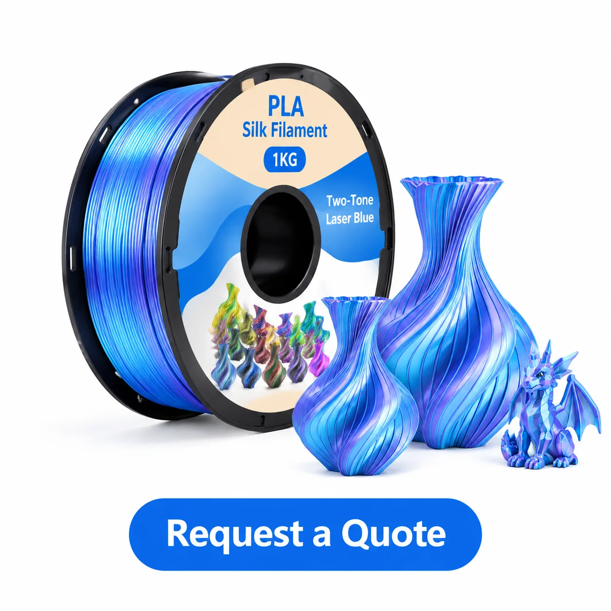Yiqiu3D Toson Silk PLA 1.75mm Laser Blue Two-Tone Chinese Dragon, 8 Silk Dual-Color Combos, Custom Packaging, Bambu Lab — view 6