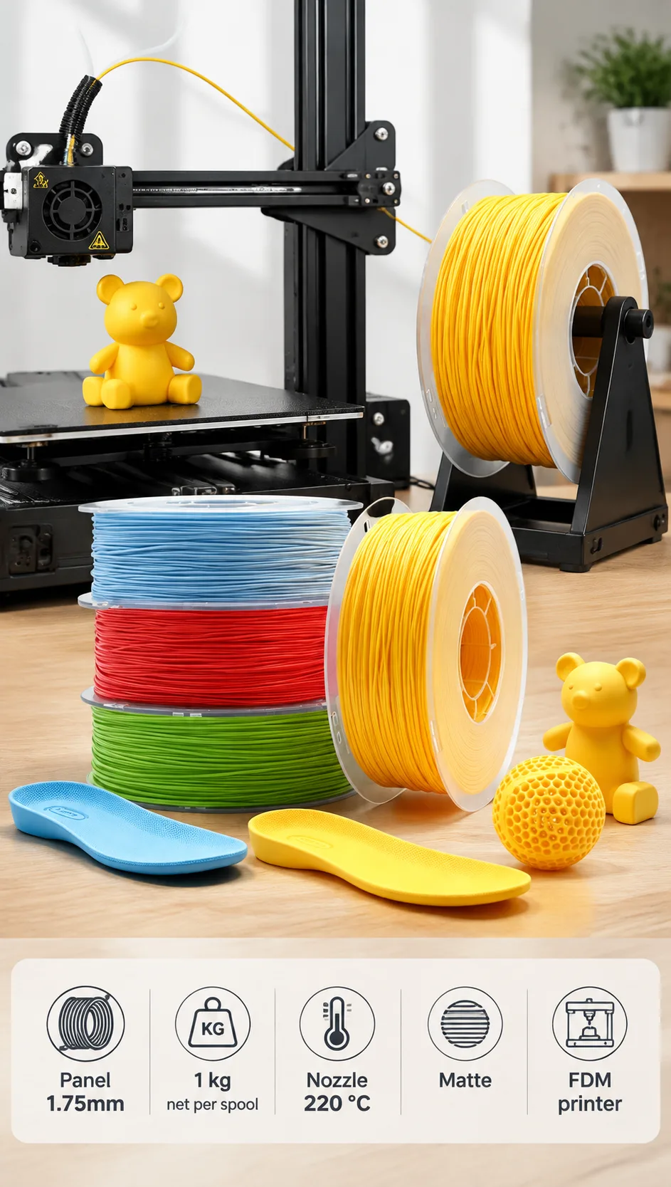 Yiqiu3D Toson TPU 95A Filament 1.75mm 0.8kg Flexible Matte Insole Shoe Sole — Spec Sheet