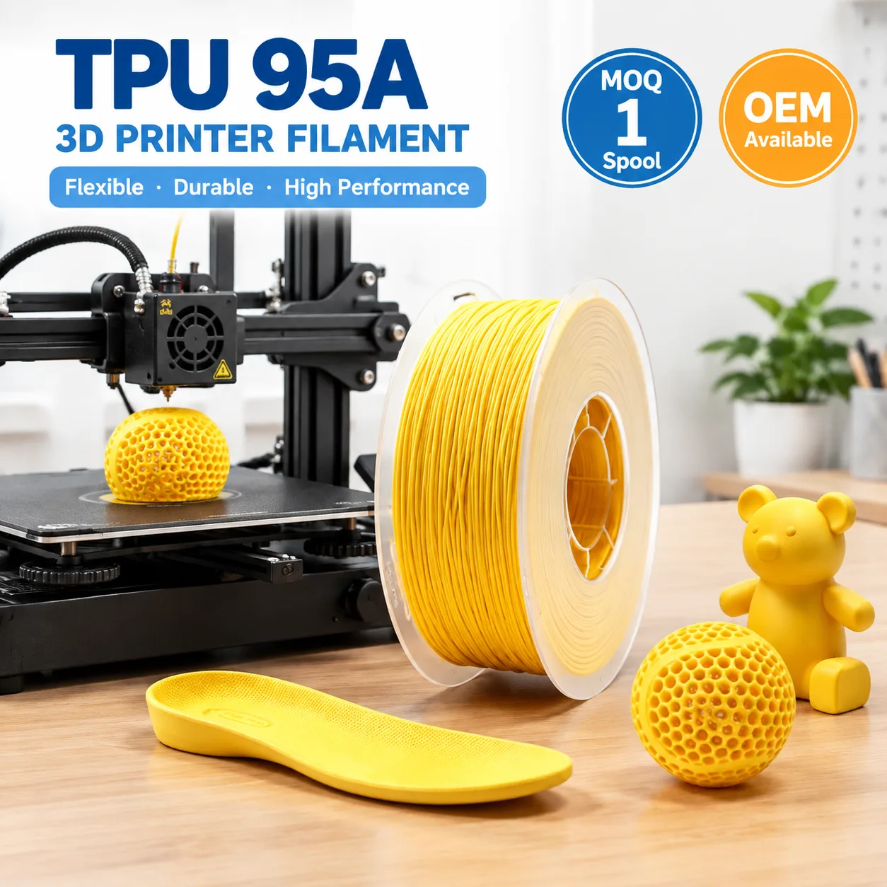 Yiqiu3D Toson TPU 95A Filament 1.75mm 0.8kg Flexible Matte Insole Shoe Sole