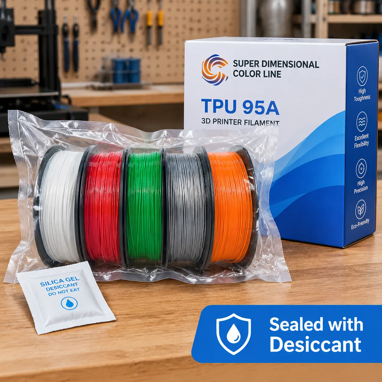TPU 95A Filament Flexible 1.75mm 1kg Yiqiu3D — Product Images