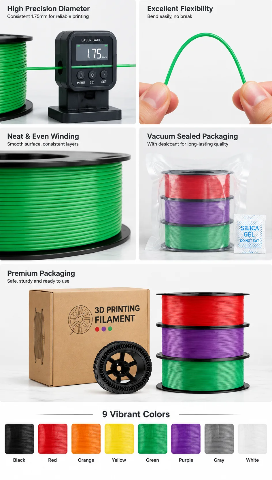 TPU Filament Black 1.75mm 1kg Yiqiu3D Flexible — Close-up