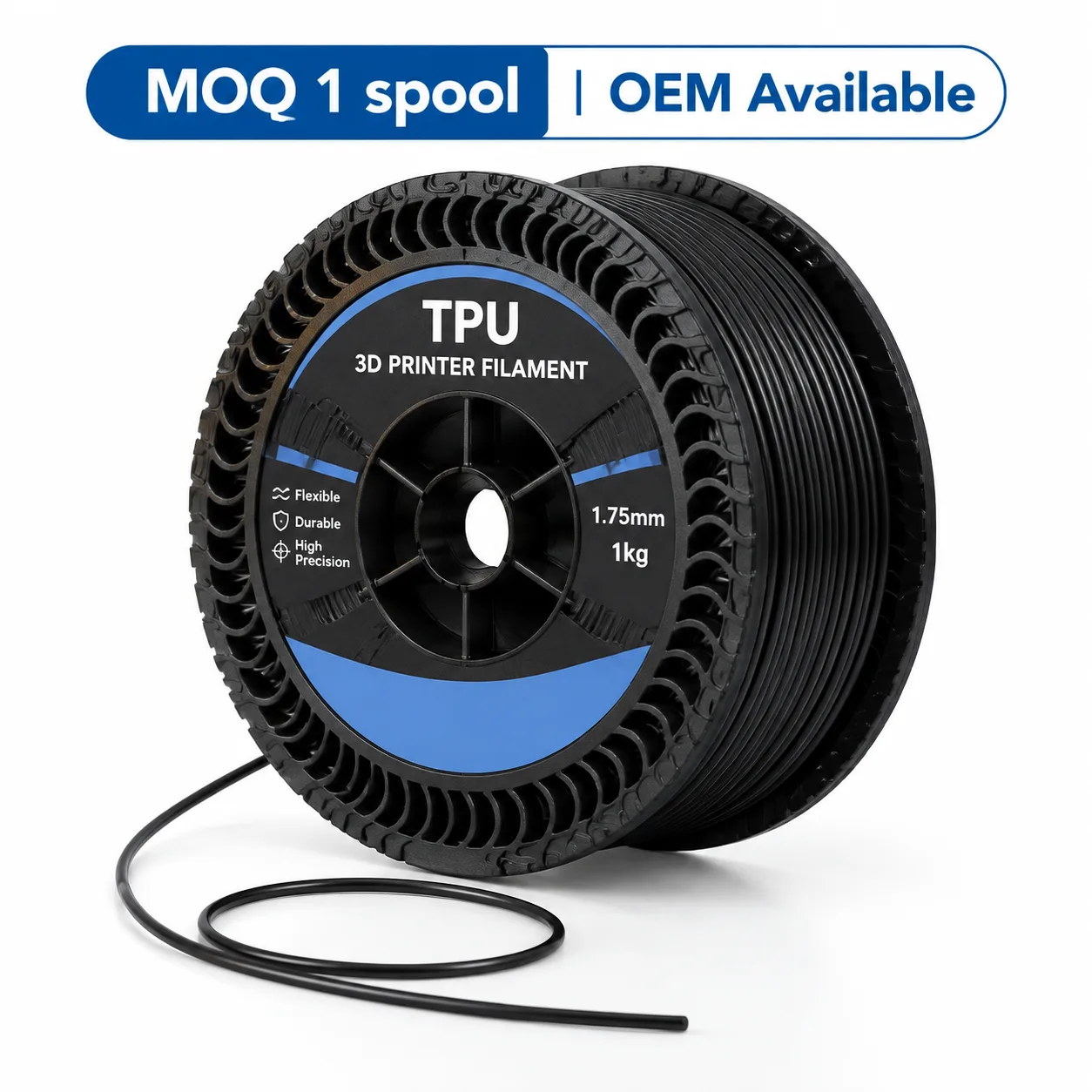 TPU Filament Black 1.75mm 1kg Yiqiu3D Flexible