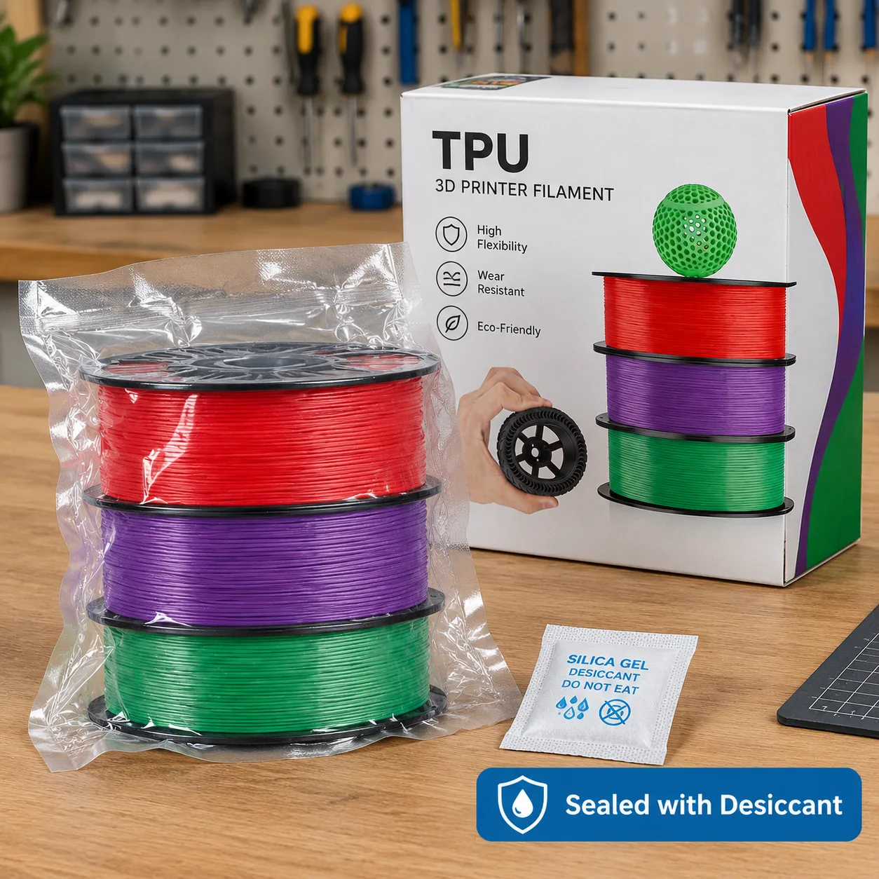 TPU Filament Black 1.75mm 1kg Yiqiu3D Flexible — Product Images