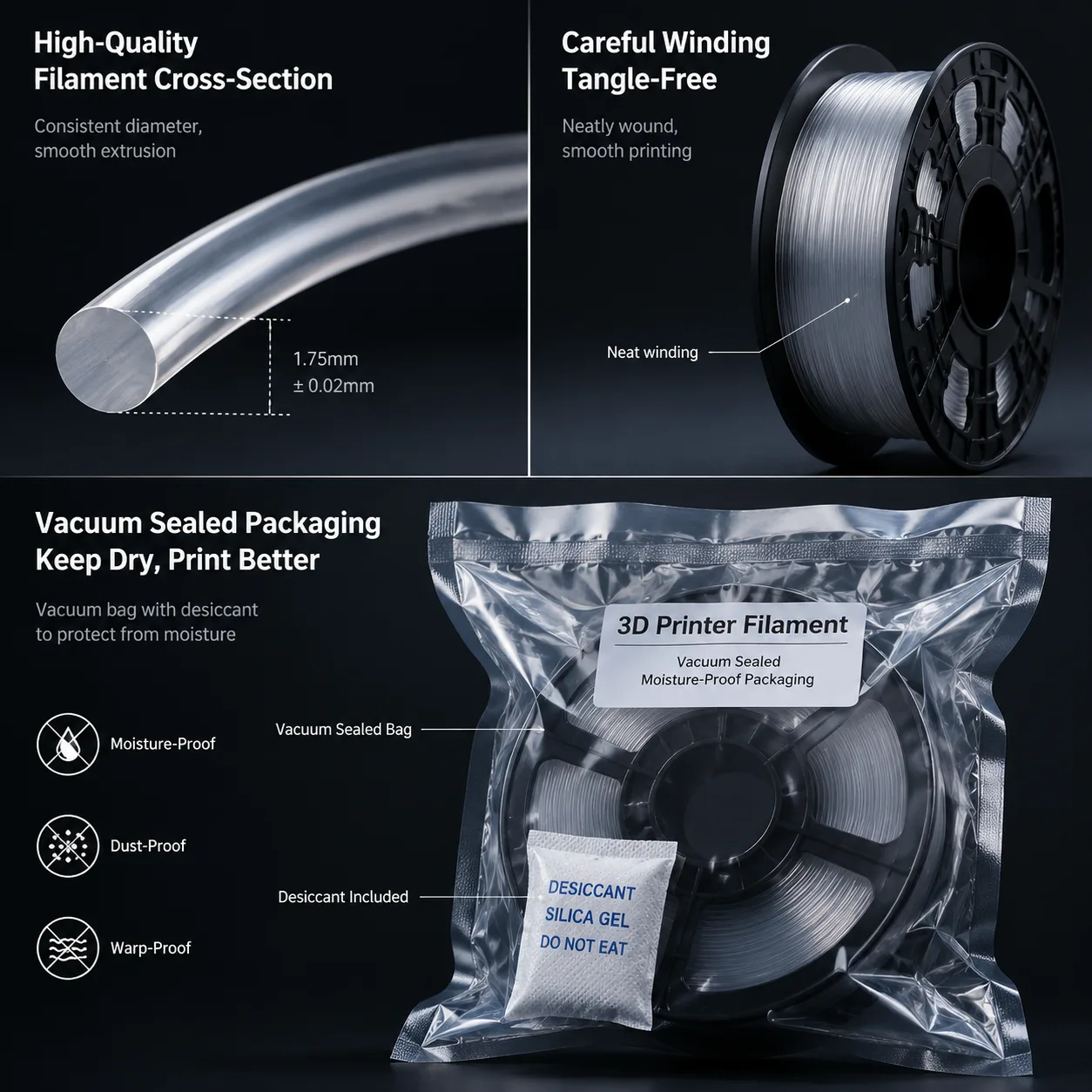 TPU Filament 95A Transparent Flexible — Close-up