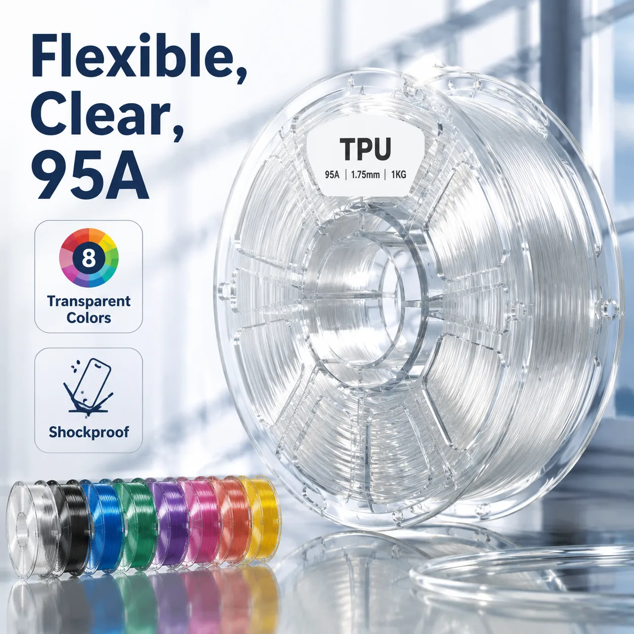 TPU Filament 95A Transparent Flexible — view 6