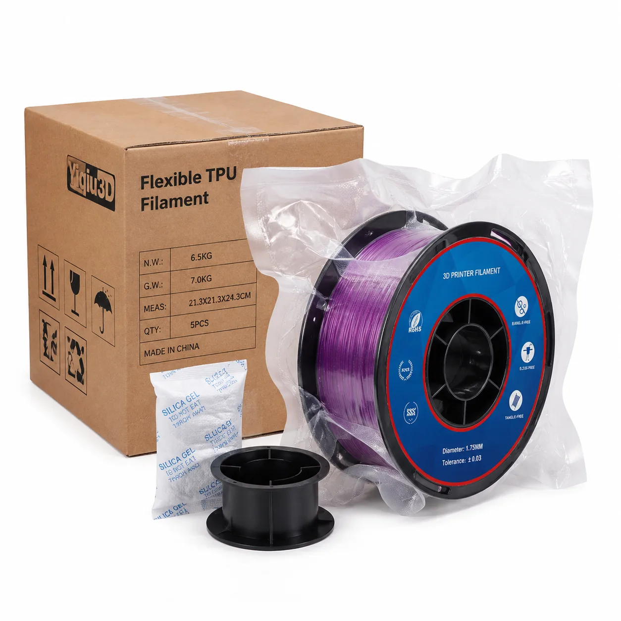 Yiqiu3D TPU Filament 1.75mm 1kg Flexible Elastic Rubber-Like — Product Images