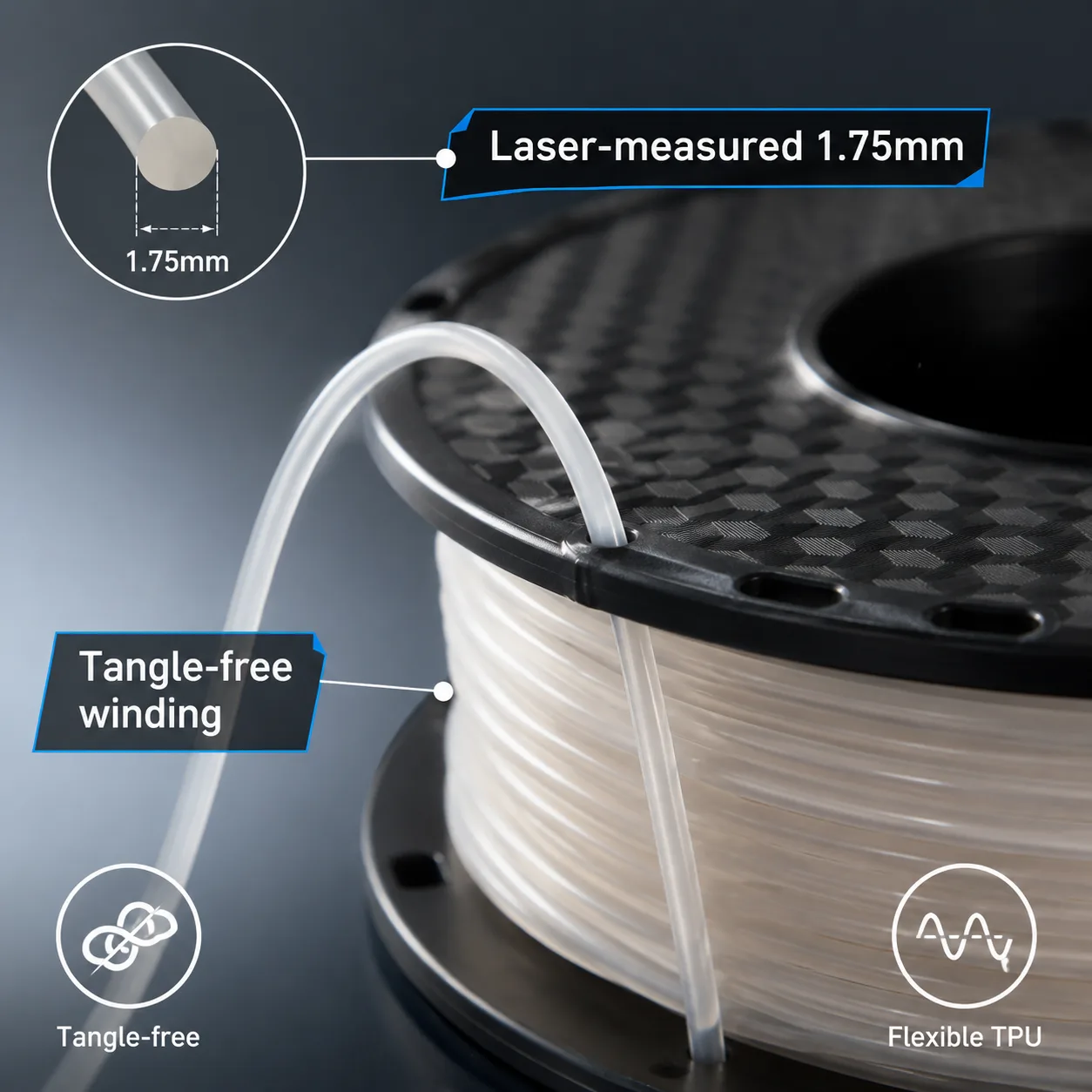 TPU Flexible Filament 1.75mm High Elastic Soft — Product Images