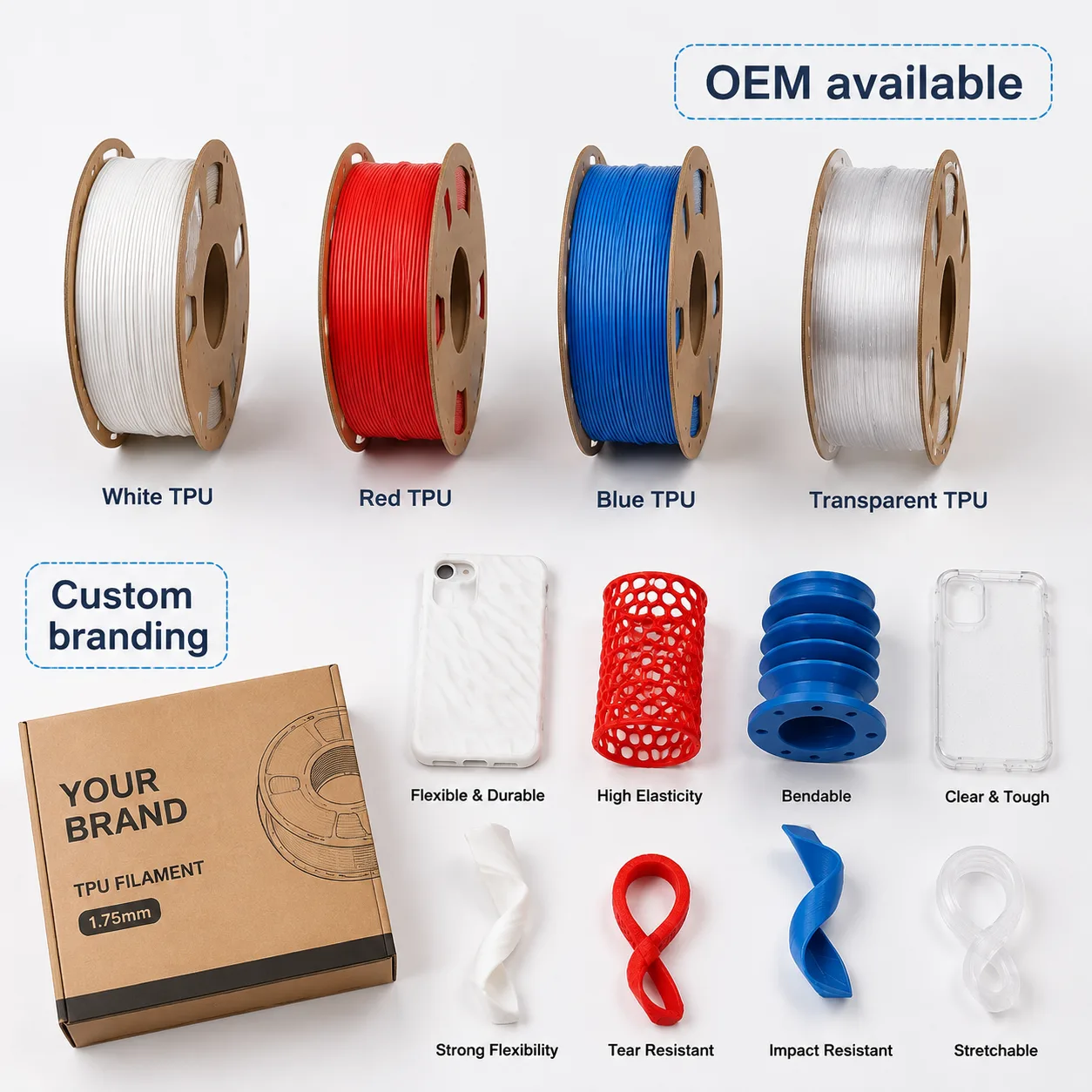 TPU Flexible Filament 1.75mm High Elastic Soft — Product Images