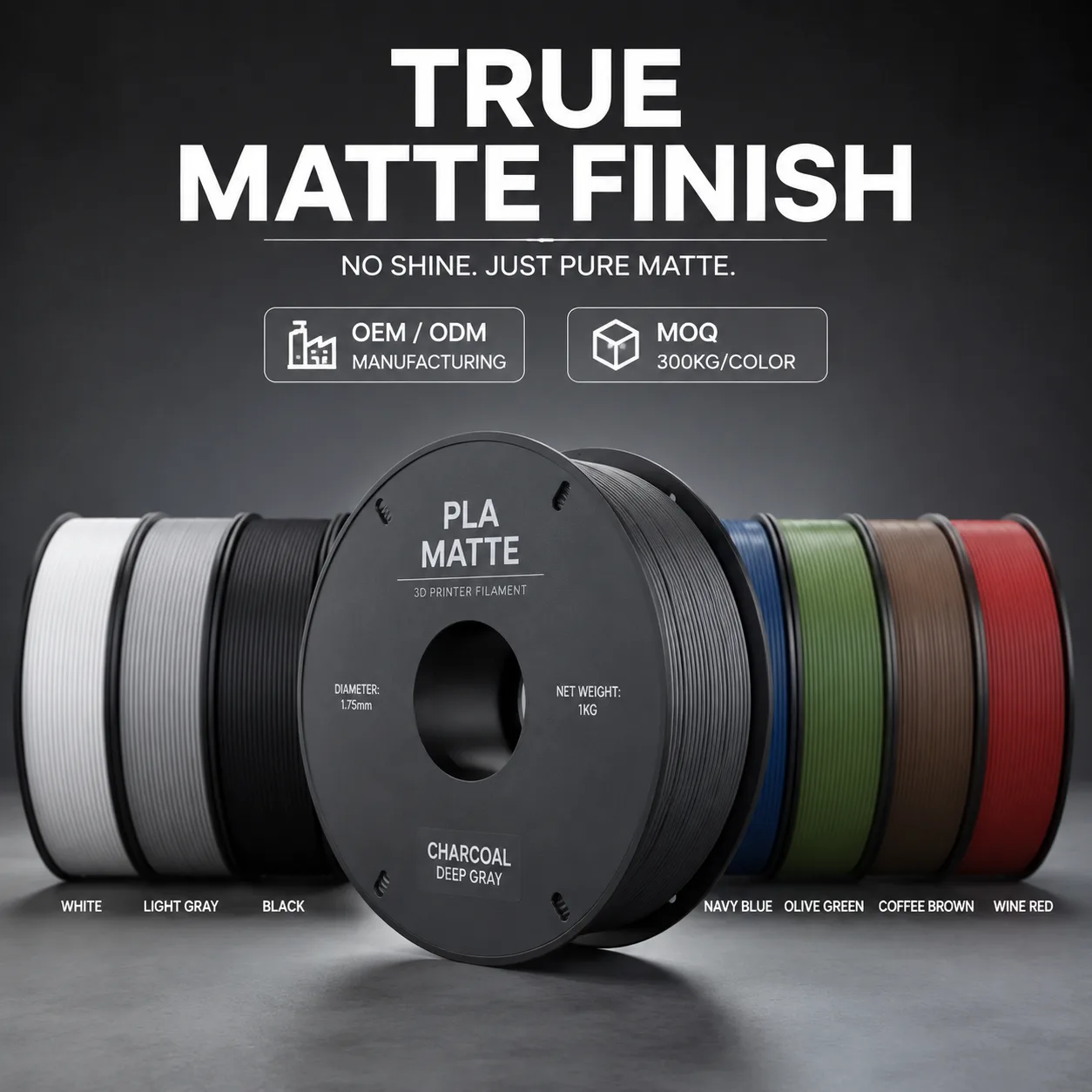 Wholesale Matte PLA Filament 1.75mm Anti-Glare Layer-Line Hiding 8 Colors Light Wood Skin Tone