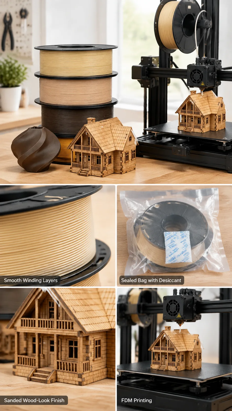 Factory Wholesale Wood PLA 1.75mm — Close-up