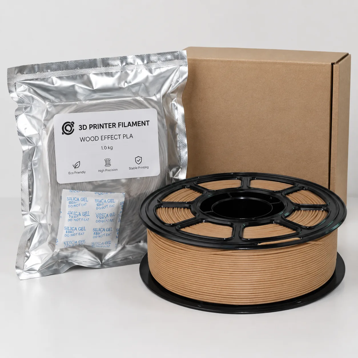 Wood PLA Filament 1.75mm 1kg Sandable Wood Finish — Product Images