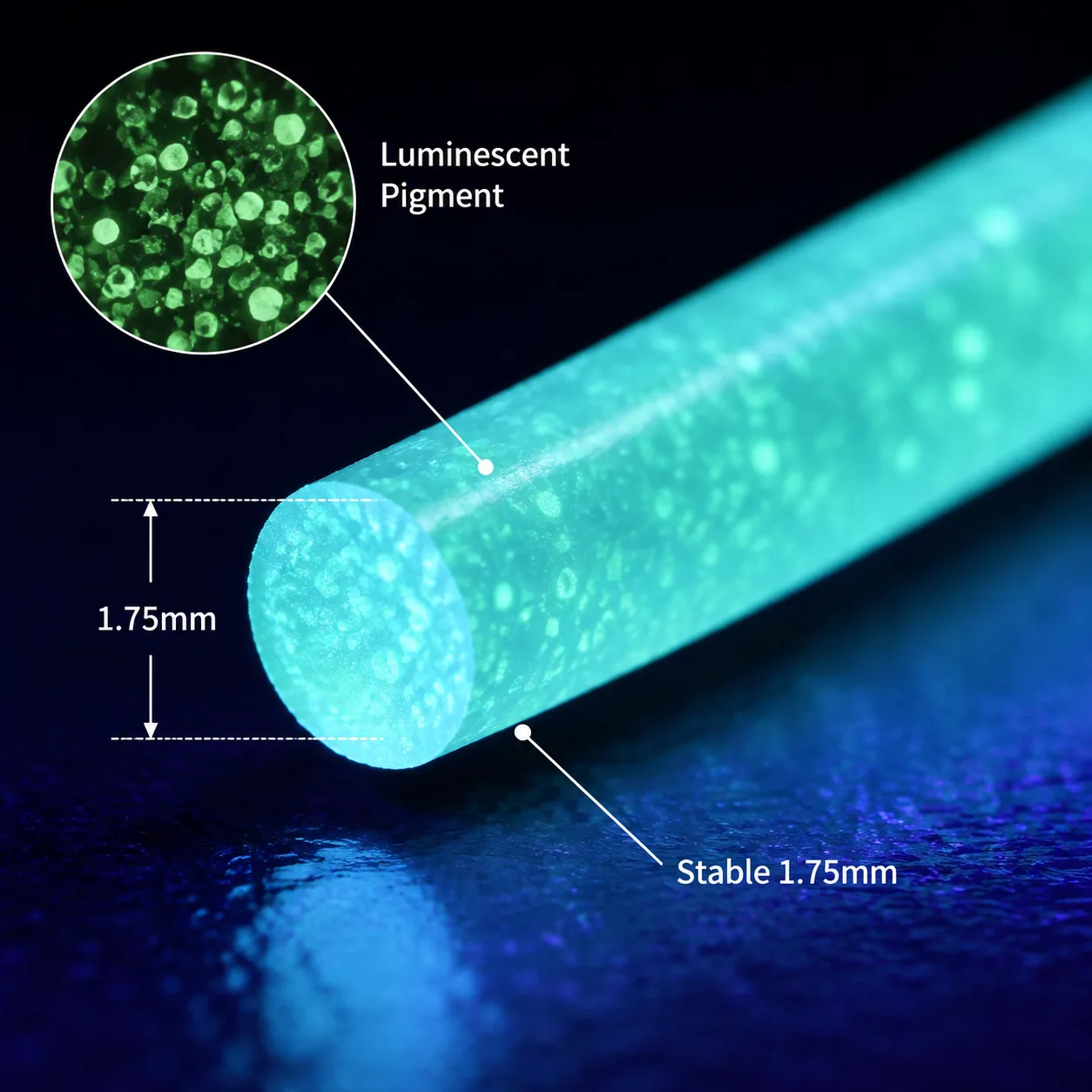 Glow-in-the-Dark PLA Filament 1.75mm, Rainbow Neon Glow — Product Images