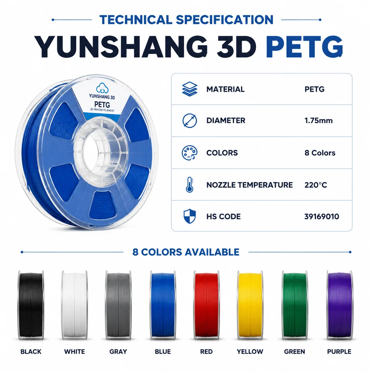PETG Filament 1.75mm — Spec Sheet
